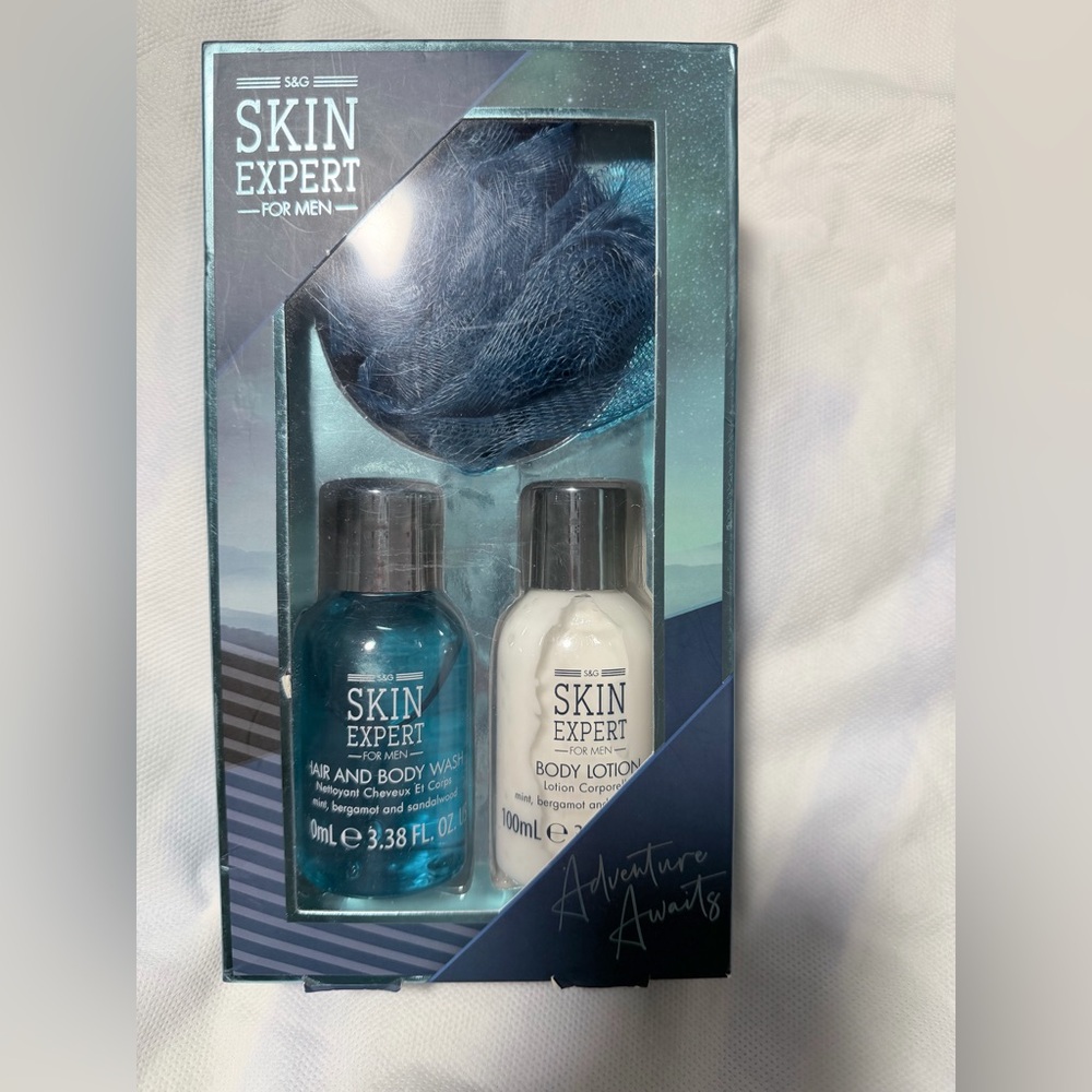 Men Bath Set - Blue and White